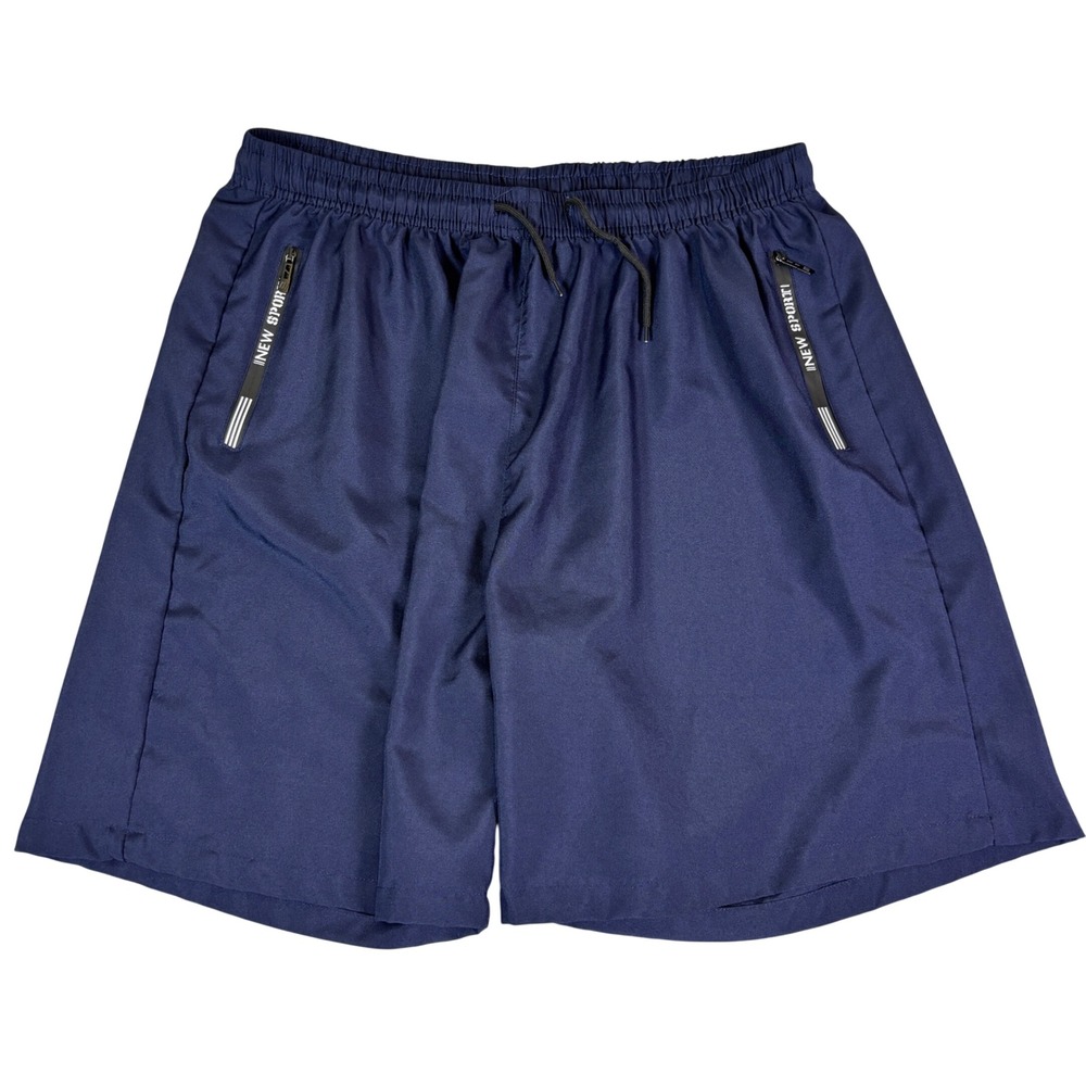 New‎ Sport Mens XXL Navy Blue Athletic Gym Shorts Zipper Pockets Drawstring Navy